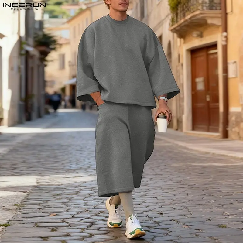 Men'S Fashion Pants - INCERUN Setelan Pria Warna Solid Hoodie