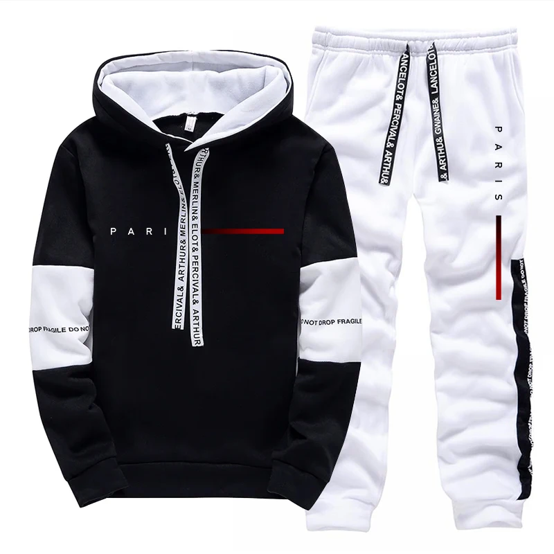Mens Fashion Casual Outfits - Set Hoodie Fashion Paris Streetwear Pria,