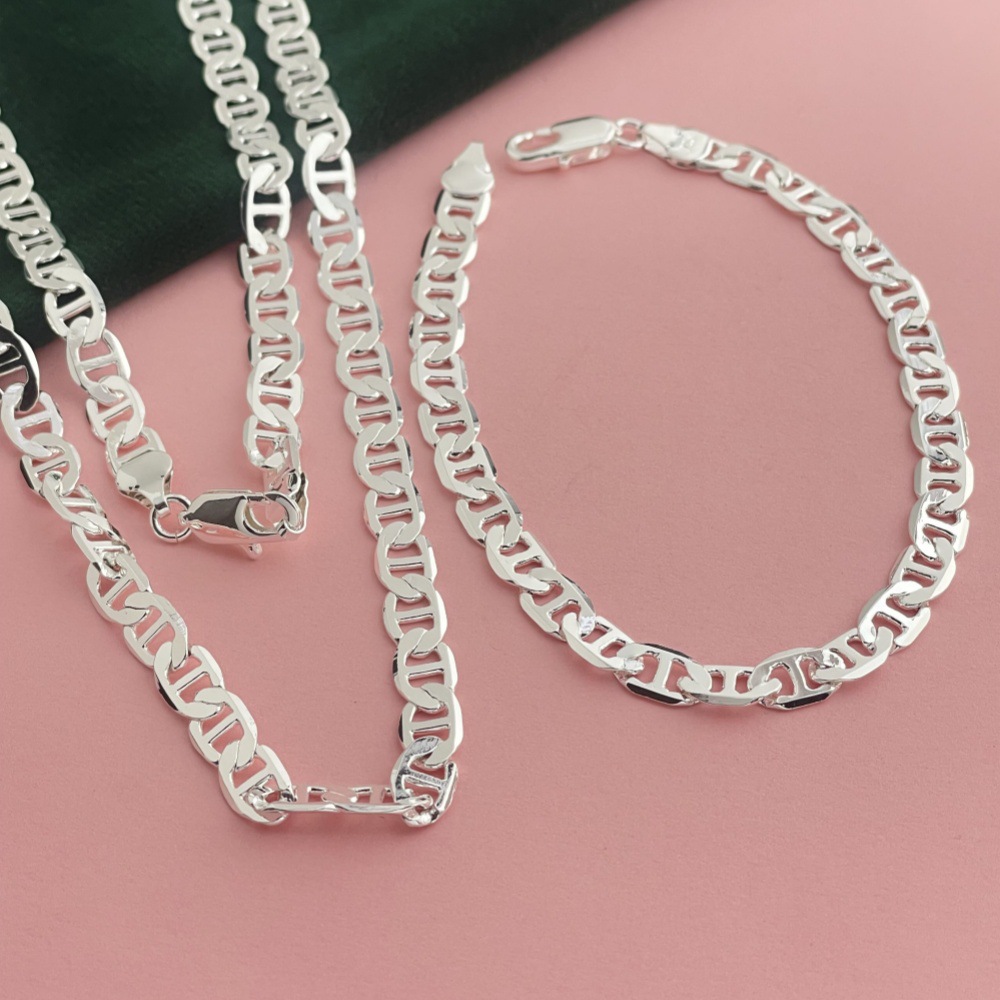 Men'S Fashion University - Kalung dan gelang rantai perak sterling