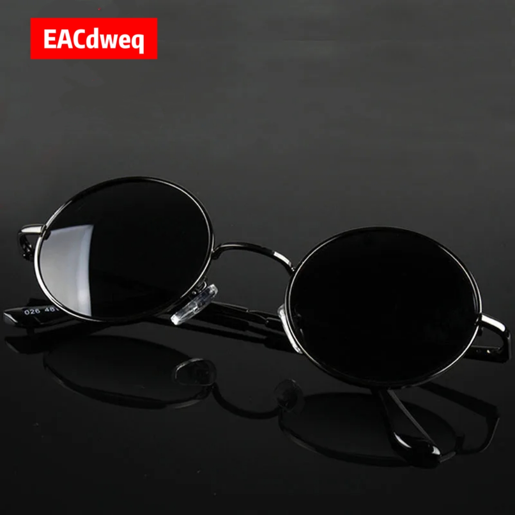 Men'S Fashion Glasses - Kacamata Hitam Bulat Retro Vintage Pria