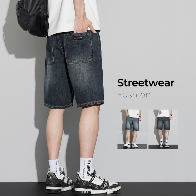 Jeans Pants Fashion Men - Celana Pendek Denim Vintage Pria Celana
