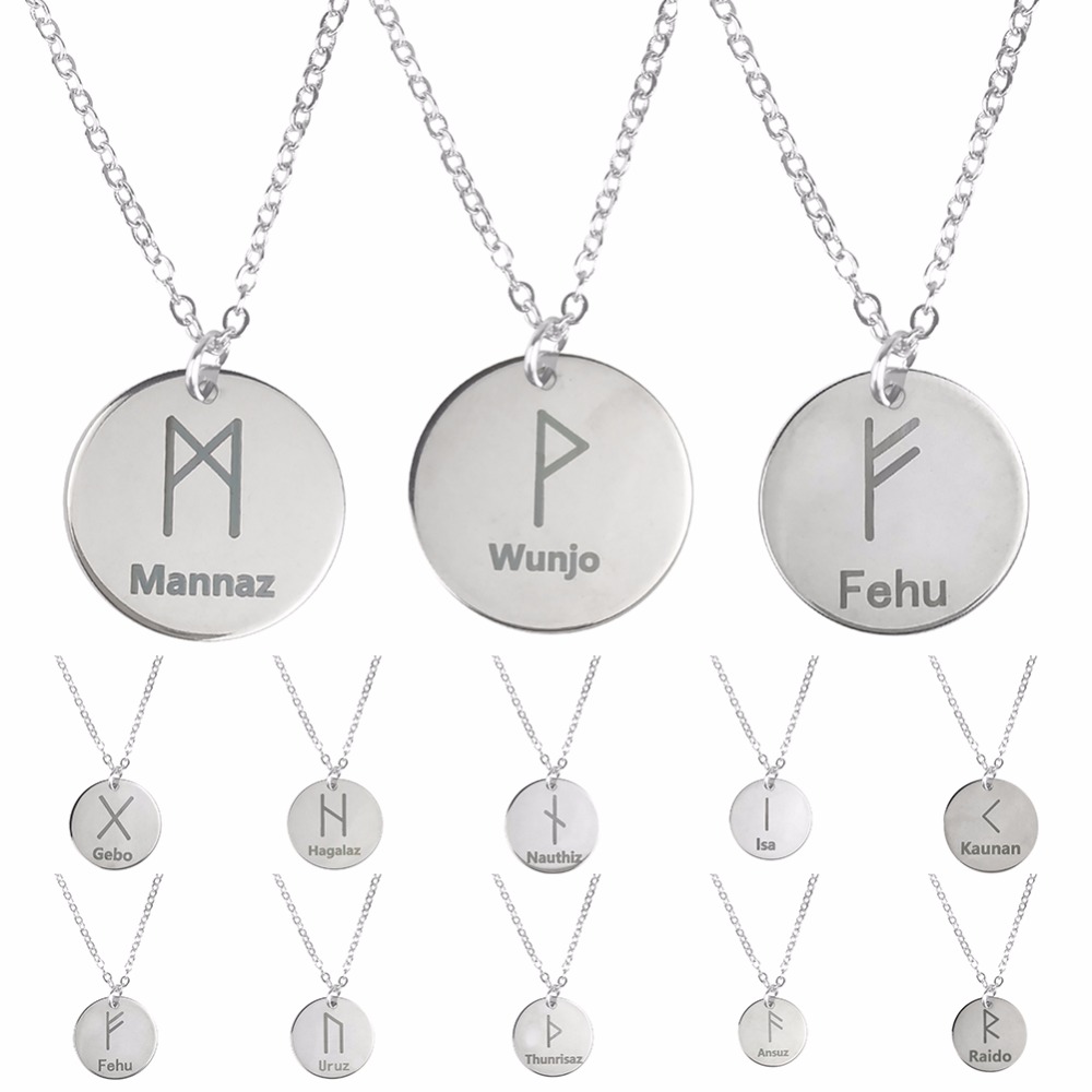 Mens Fashion Discord - Kalung Liontin Huruf Rune 25 Bulat