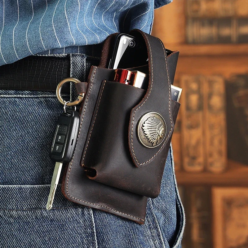 Fashion Harness Men - Tas pinggang kulit asli untuk pria,