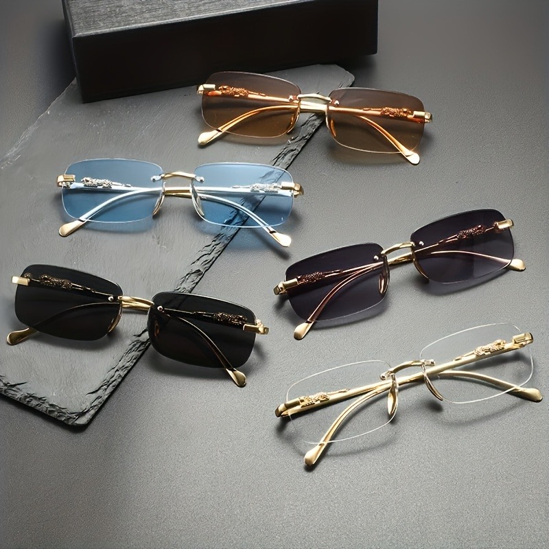 Men'S Fashion Glasses - Kacamata Hitam Logam Tanpa Bingkai Fashion