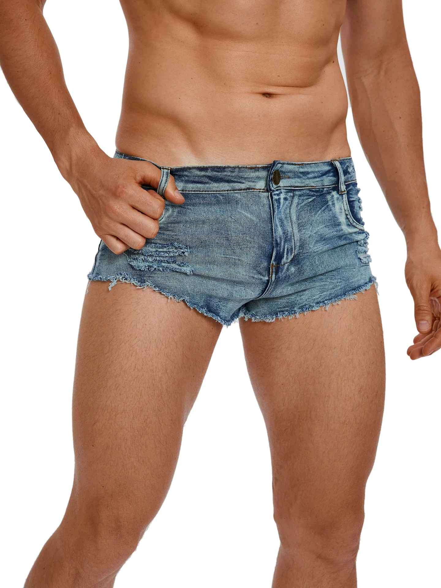 Jeans Pants Fashion Men - Celana Pendek Jeans Pinggang Rendah Pria
