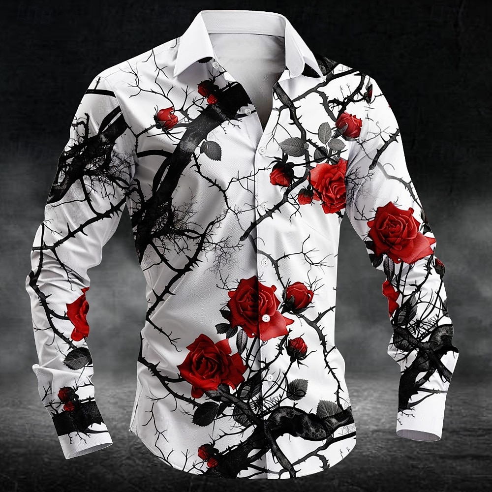 Men'S Fashion Rules - Kemeja Pria Lengan Panjang Motif Bunga