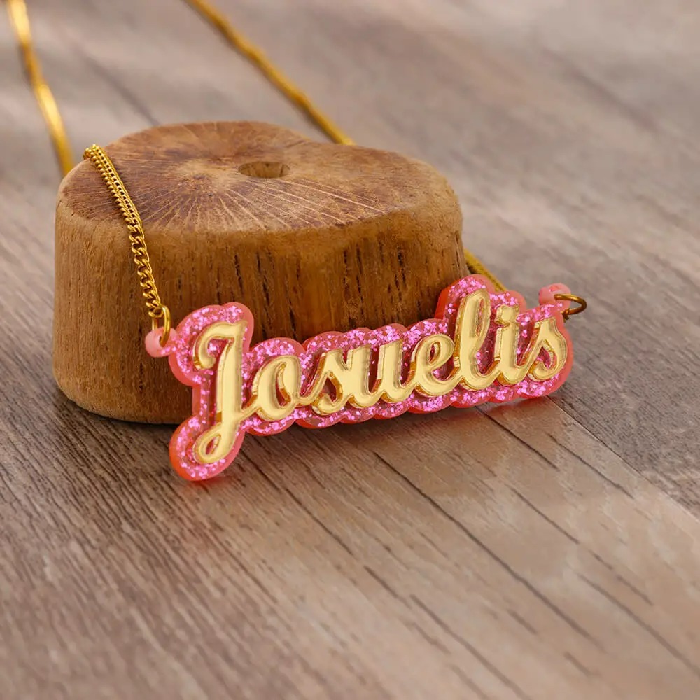 Men'S Fashion Jewelry Bracelets - Kalung akrilik nama kustom untuk wanita