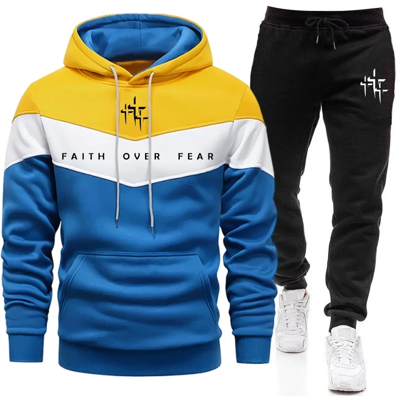Faith Over Fear Setelan Olahra - Mens Fashion Casual Outfits ulasan dan harga