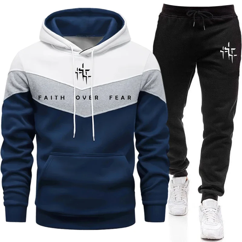 Faith Over Fear Setelan Olahra - Mens Fashion Casual Outfits ulasan dan harga