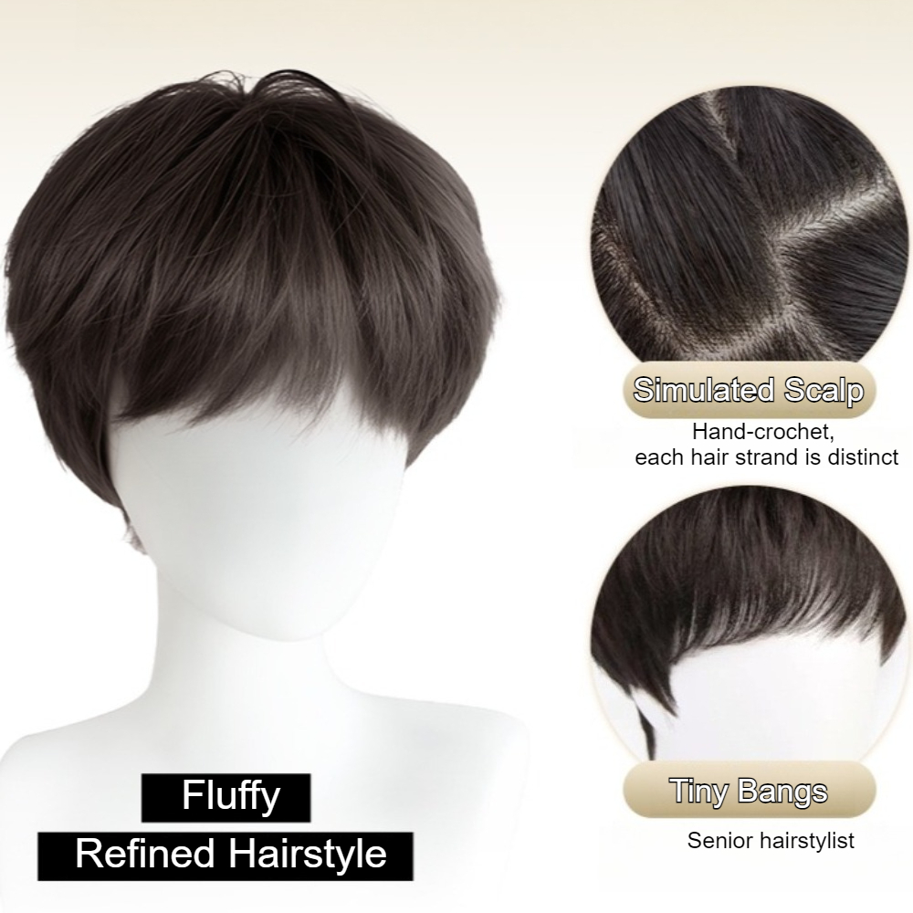 Wig Rambut Lurus Sintetis Fash - Men Fashion Korean Style ulasan dan harga