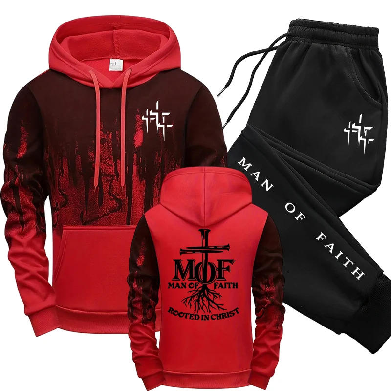 Man of Faith Setelan Olahraga  - Mens Fashion Casual Outfits ulasan dan harga