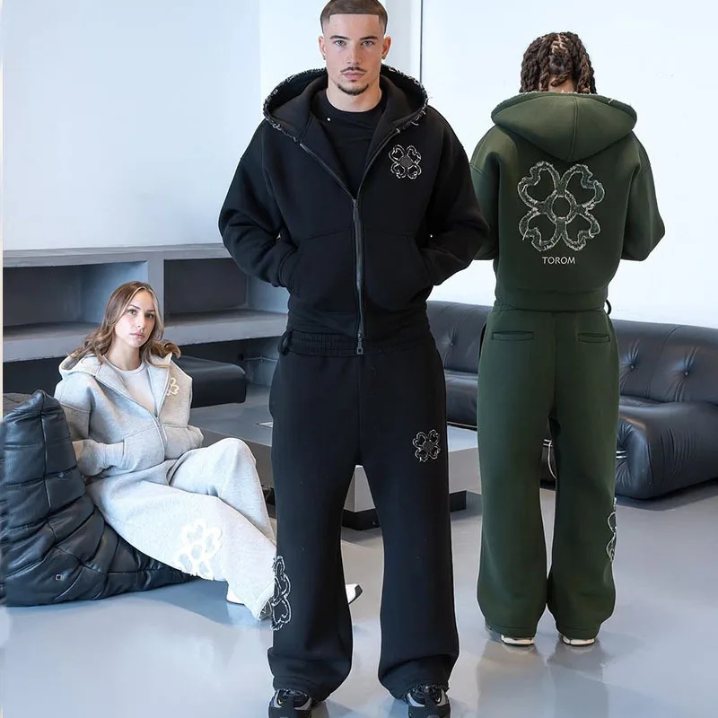 Setelan Hoodie Zip Up Oversize - Mens Fashion Zip Up ulasan dan harga