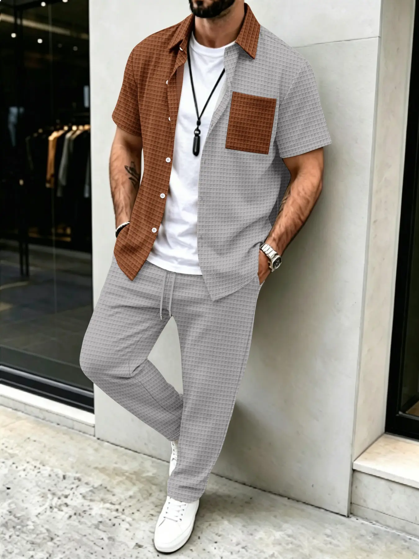 Setelan Kemeja Kasual Pria Pol - Men'S Fashion Pants ulasan dan harga