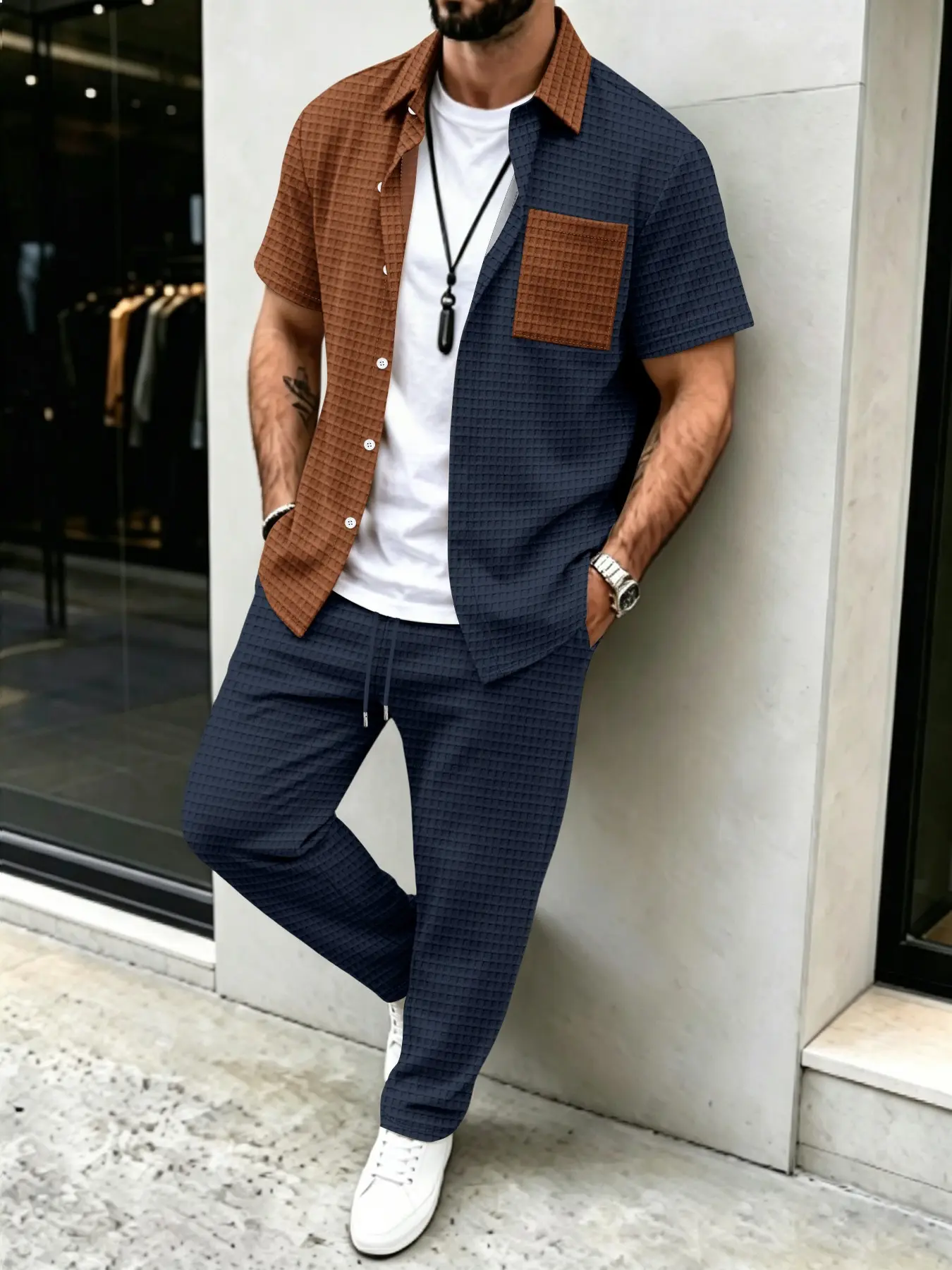 Setelan Kemeja Kasual Pria Pol - Men'S Fashion Pants ulasan dan harga