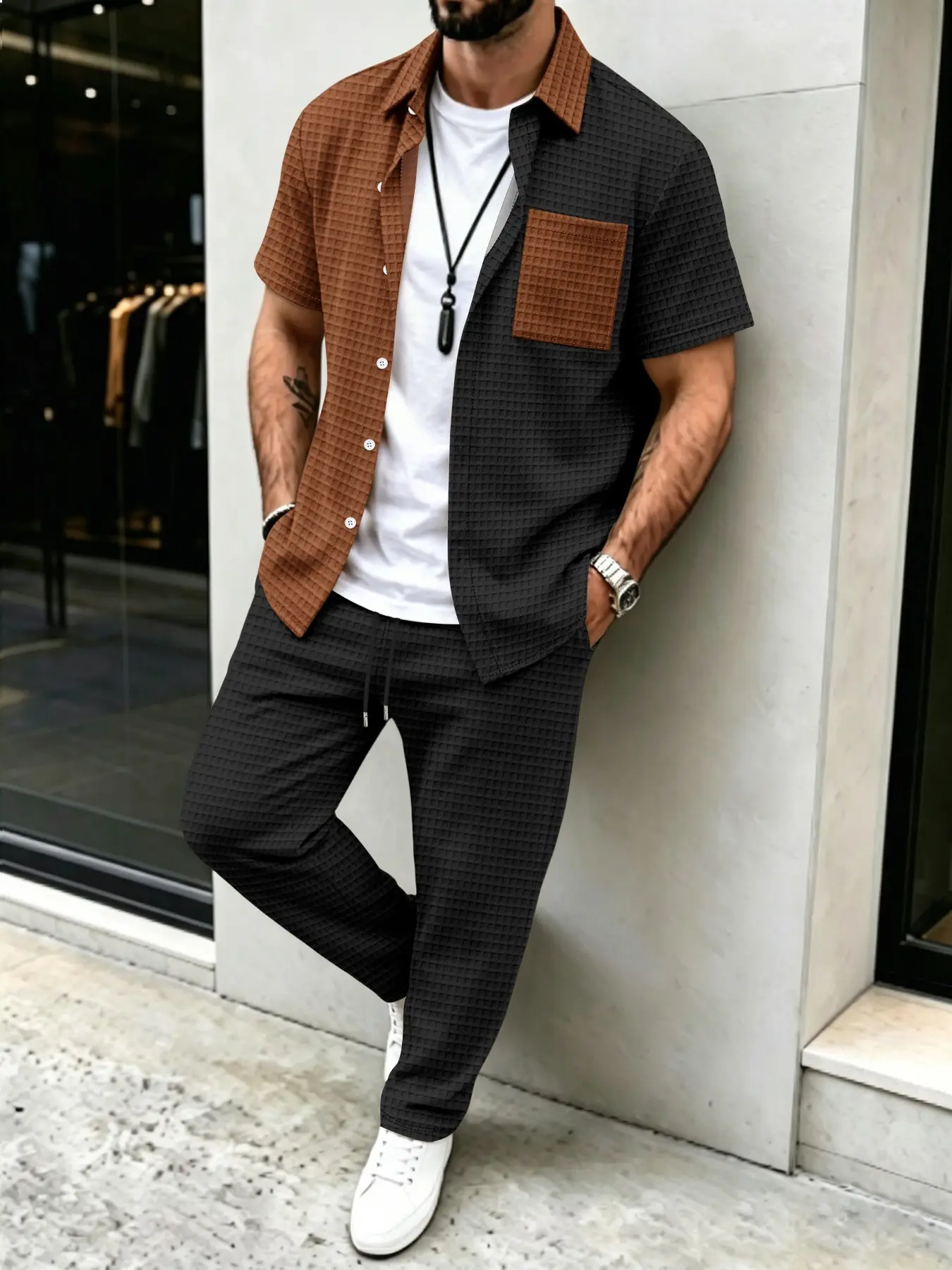 Setelan Kemeja Kasual Pria Pol - Men'S Fashion Pants ulasan dan harga